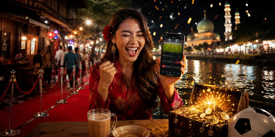 Peminat bola sepak Kota Bharu menyemak bonus taruhan sukan melalui telefon bimbit